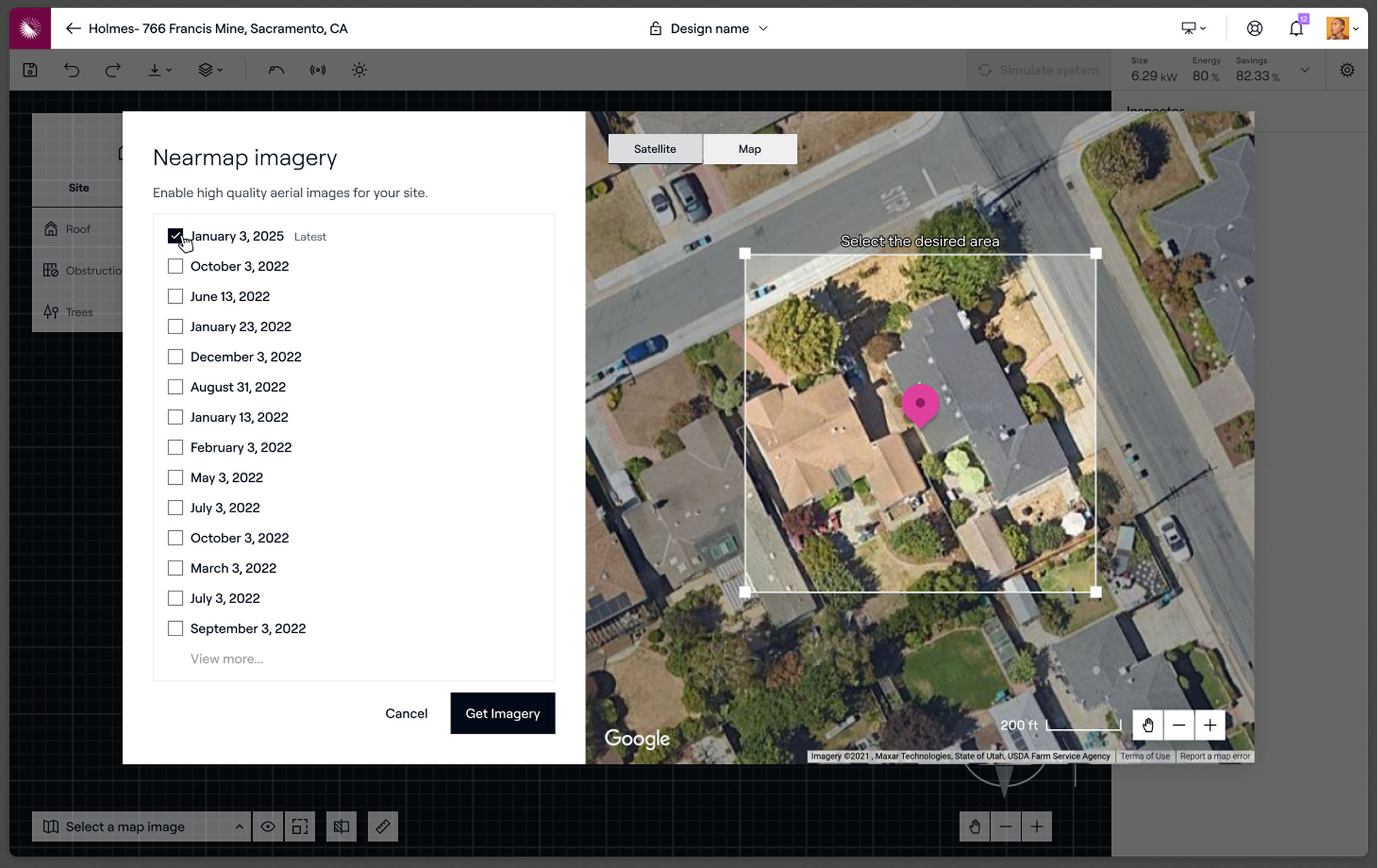 Aerial imagery for solar rooftop design — project preview